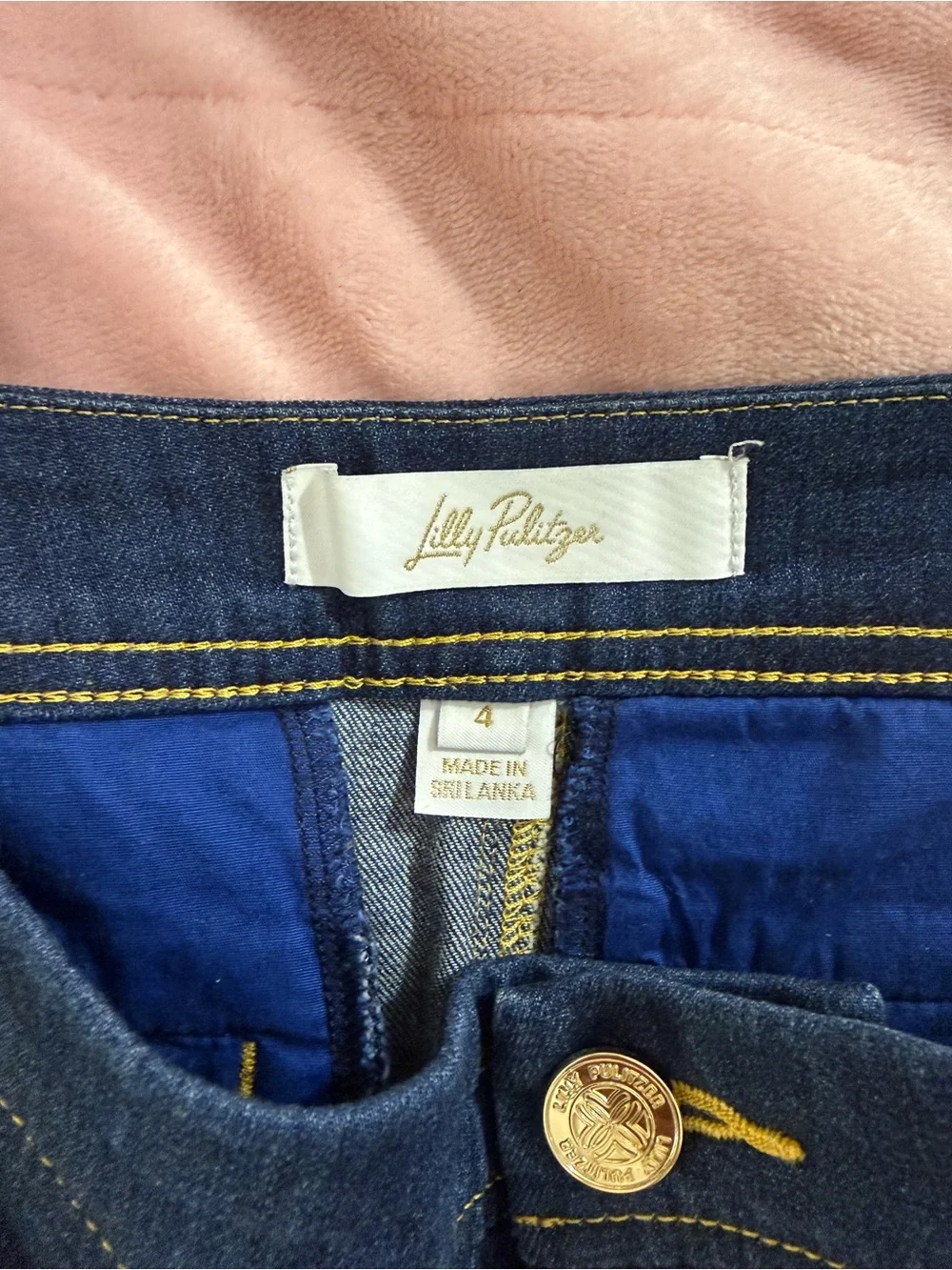 Lilly Pulitzer Collette Dark Blue Stretch Denim Mini Skirt, Sz 4